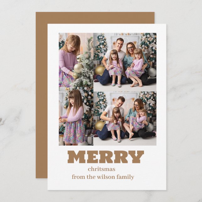 God Jul | Modern 4 Photo Collage Holida Julkort (Fram/baksida)