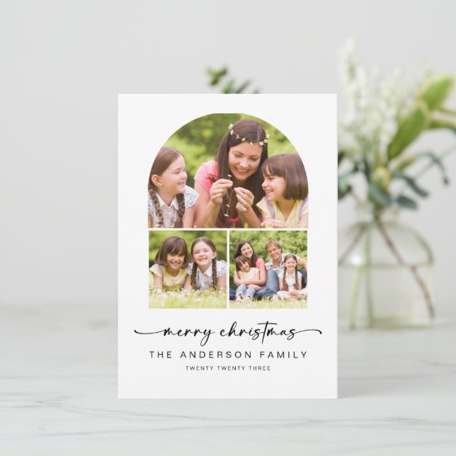 God Jul | Modern Arch 3-foton Julkort (Stående Fram)