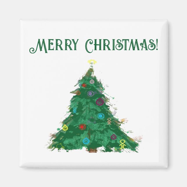 God jul Modern Art Cute Tiny Träd Magnet (Framsidan)