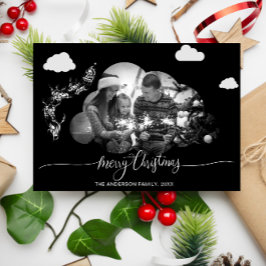 God jul Modern Black Cloud Photo Holliday Inbjudningar