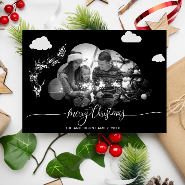 God jul Modern Black Cloud Photo Holliday Inbjudningar (Skapare uppladdad)