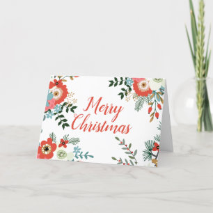 God jul Modern Blommigt botanik Helgkort