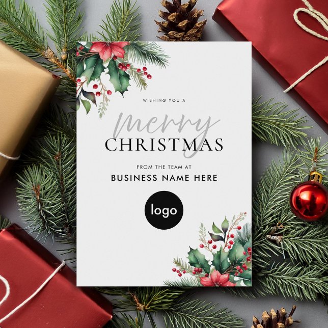 God jul Modern Blommigt Business Julkort (Skapare uppladdad)