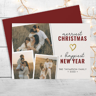 God jul Modern Boho 3 Photo Collage Julkort