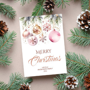 God jul modern boho-metallisk vattenfärg julkort