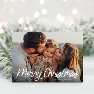 God Jul Modern Bokstavsstil Enkel Ett Foto Julkort