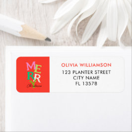 God jul Modern Bright Helgdag Returadress Etikett