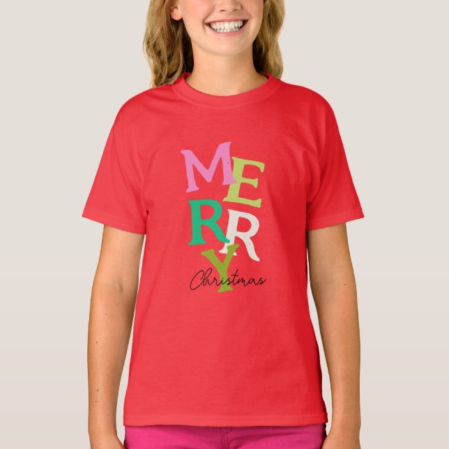 God jul Modern Bright Helgdag T Shirt (Framsida)