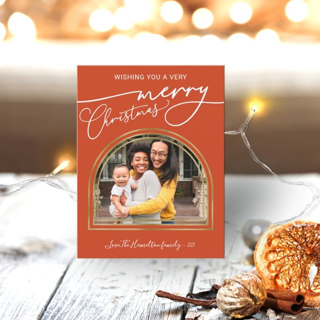 God jul Modern Calligraphy Arch Ram Helg Vykort (Skapare uppladdad)