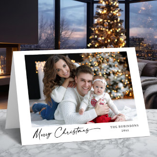 God jul Modern Calligraphy Elegant Photo Helgkort