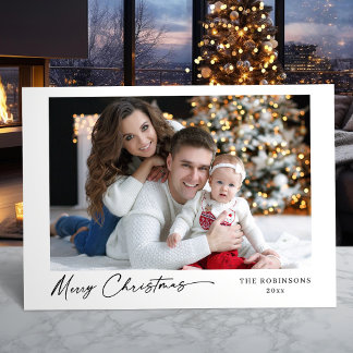 God jul Modern Calligraphy Elegant Photo Julkort