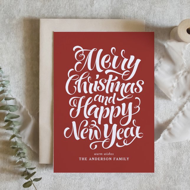 God jul Modern Calligraphy Red Helgkort (Skapare uppladdad)
