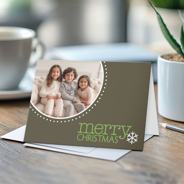 God jul - Modern cirkelfoto Helgkort (Custom Folded Greeting Card)