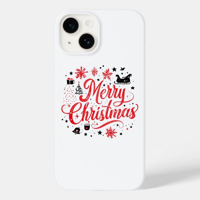God jul Modern design | Röd och vit (Baksida)