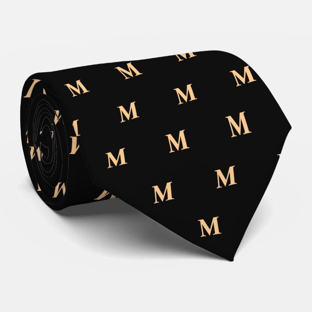 God jul Modern Elegant Monogram Black&Guld Slips (Rullad)