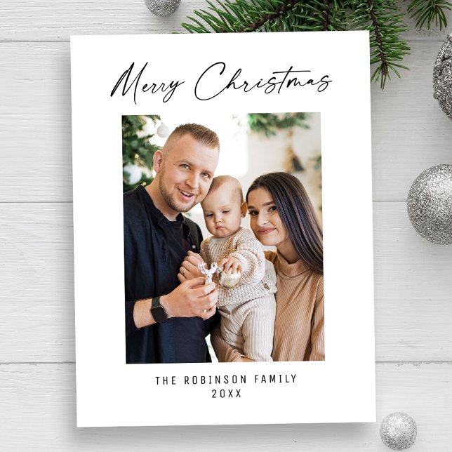 God jul Modern Elegant Snyggt Photo Helg Vykort (Skapare uppladdad)
