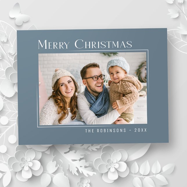 God jul Modern Family Photo Elegant Simple Helg Vykort (Skapare uppladdad)