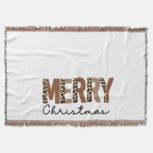 "God jul" Modern Färg Block Leopard Boho Filt