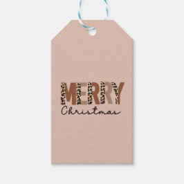 "God jul" Modern Färg Block Leopard Boho Presentetikett