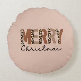 "God jul" Modern Färg Block Leopard Boho Rund Kudde