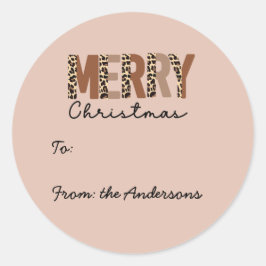 "God jul" Modern Färg Block Leopard Boho Runt Klistermärke