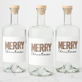 "God jul" Modern Färg Block Leopard Boho Spritflaskor Etikett