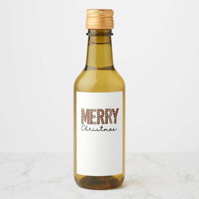 "God jul" Modern Färg Block Leopard Boho Vinetikett (Framsida)