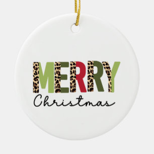 "God jul" Modern Färg blockerade Leopard Julgransprydnad Keramik