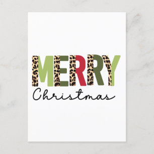 "God jul" Modern Färg blockerade Leopard Vykort