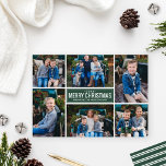god jul Modern Forest Grönt Photo Collage Julkort<br><div class="desc">Modern God jul Forest Grönt Photo Collage Helgdag Card. Ett enkelt och modernt julkort i stil har sex (6) foton,  en anpassningsbar Julhälsningar och elegant rand på baksidan. Färger: grönt och vit mörk</div>