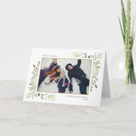 God Jul Modern Foto Elegant Grönska Helgkort