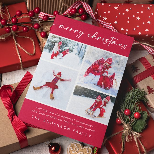 God Jul | Modern fyra foto Julkort (Skapare uppladdad)