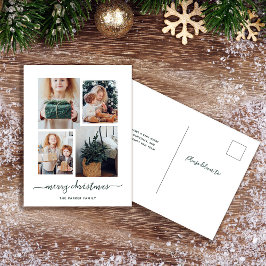 God Jul | Modern fyra fotokollage Helg Vykort