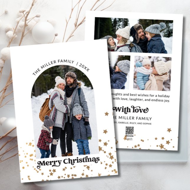 God jul Modern fyra fotokollage Julkort (4 photo christmas card)