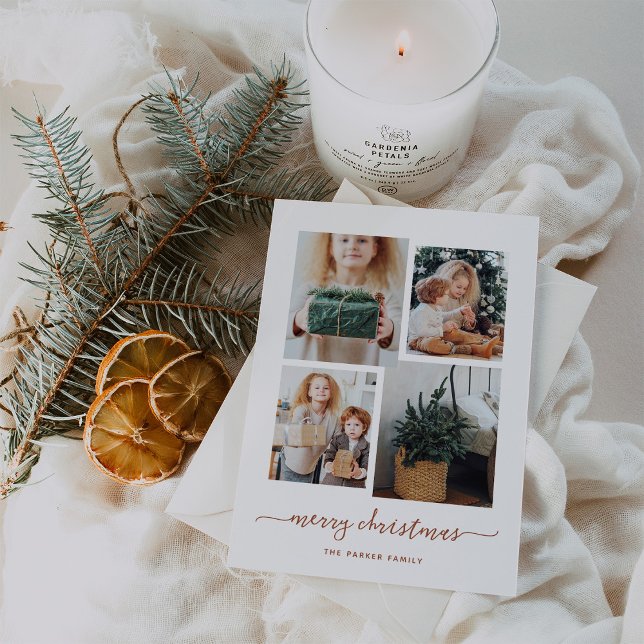 God Jul | Modern fyra fotokollage Julkort (Skapare uppladdad)