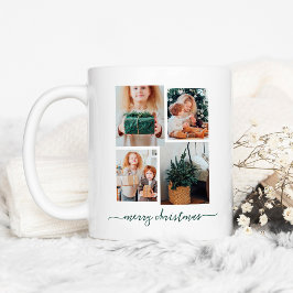 God Jul | Modern fyra fotokollage Kaffemugg