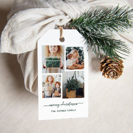 God Jul | Modern fyra fotokollage Presentetikett
