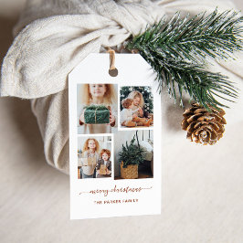 God Jul | Modern fyra fotokollage Presentetikett