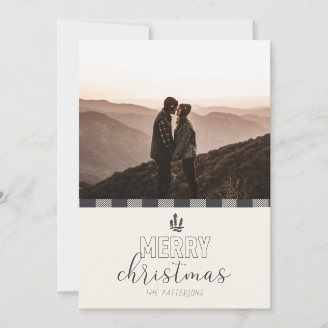 god jul Modern Grått Buffalo-kort Julkort (Framsida)