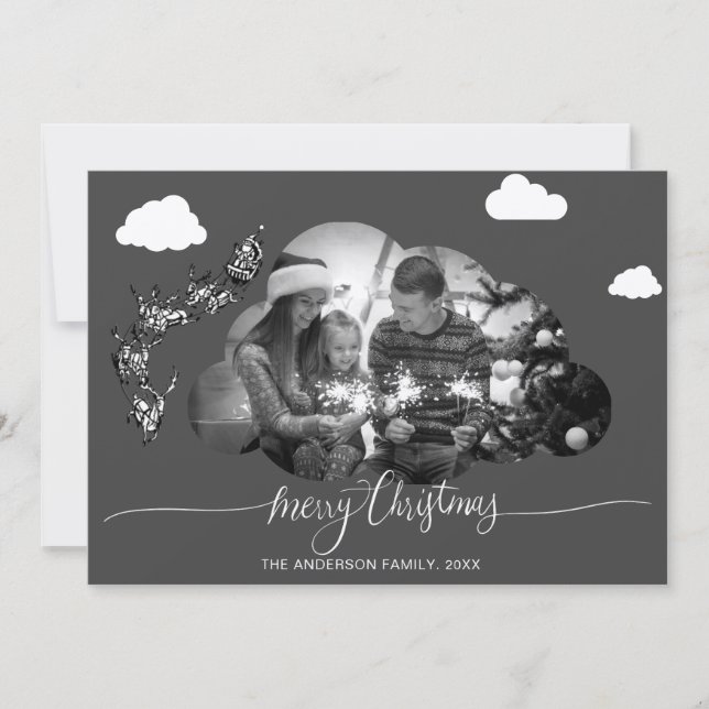 God jul Modern Grått Cloud Photo Holliday Inbjudningar (Framsida)