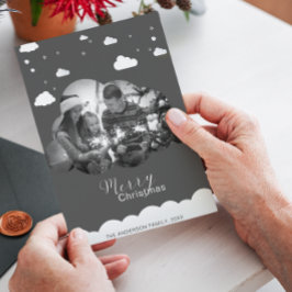 God jul Modern Grått, Cloud Photo Holliday Inbjudningar