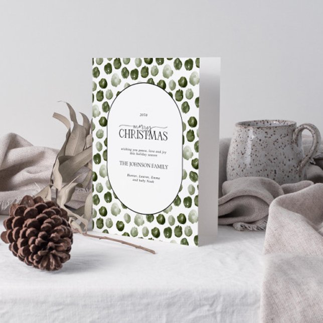 God jul Modern Grönt Dots Photo Helgkort (Get into the holiday spirit with a heartfelt folded christmas card! 🎅)