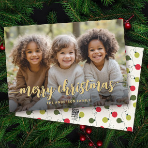 God jul Modern hand-låtet familjefoto Julkort