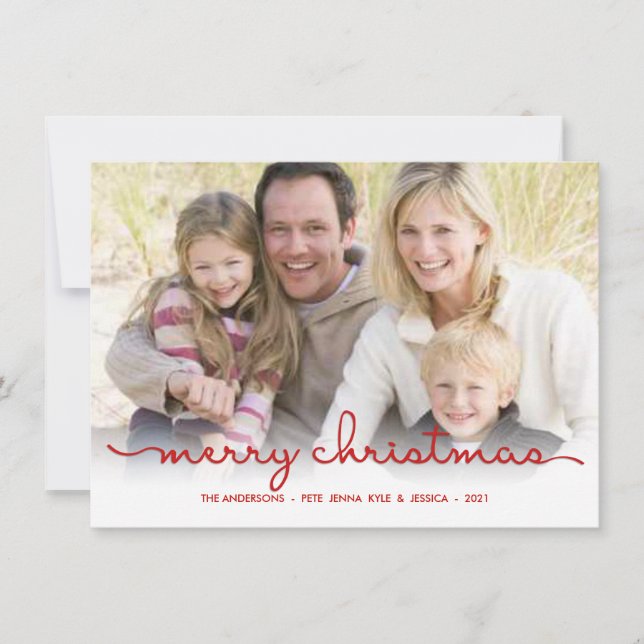 God jul Modern handskript - platta fotokort Julkort (Framsida)