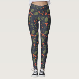 God Jul Modern Helgdag Foliage Holly Greenery Leggings