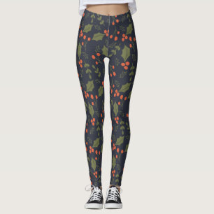 God Jul Modern Helgdag Foliage Holly Greenery Leggings