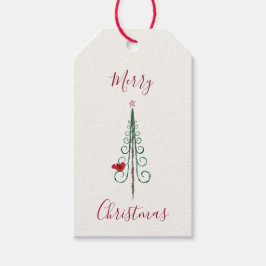 God jul - Modern Julgran Red Grönt Presentetikett