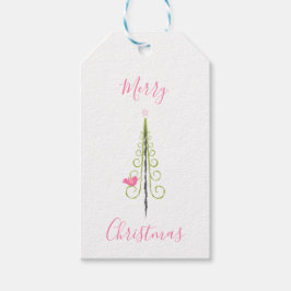 God jul - Modern Julgranar Rosa Teal Presentetikett