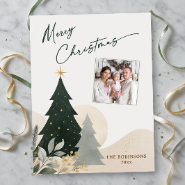 God Jul Modern kalligrafi Träd Foto Stjärna Vykort