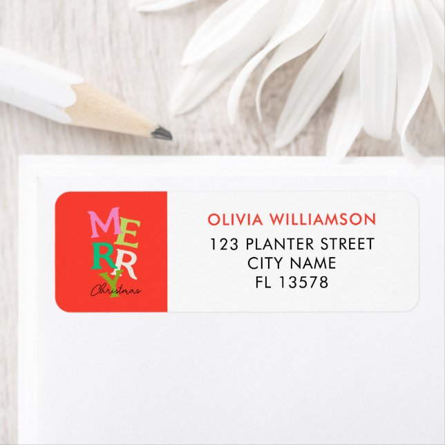 God Jul Modern Ljusglad Helg Returadress Etikett (Insitu)